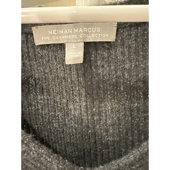 Neiman Marcus Cashmere Collection Grey V-Neck Sweater Large 100% Cashmere EUC - Picture 4 of 7